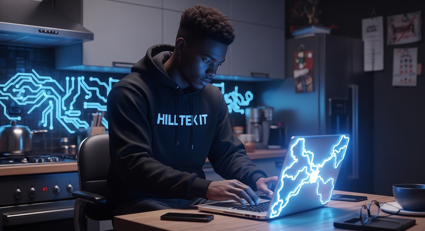 Hilltek technician working on laptop repair